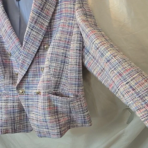 Talbots Pastel Tweed Double-Breasted Blazer in Pink, Blue, Lavender - Picture 6 of 15